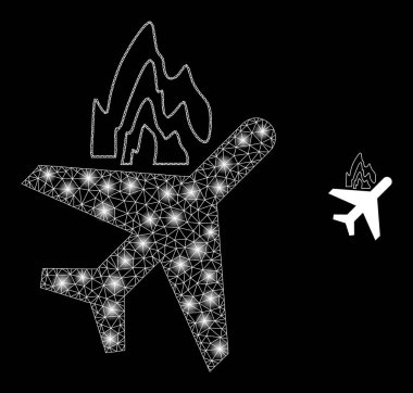 Majestic Wire Frame Spotlarıyla Vektör Ağ Uçağı Çarpıştı