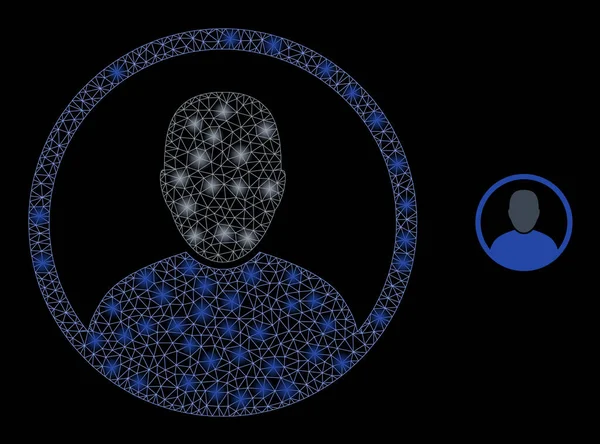 幻想的な星座ドットベクトルメッシュウェブ丸みを帯びたユーザー肖像画 — ストックベクタ