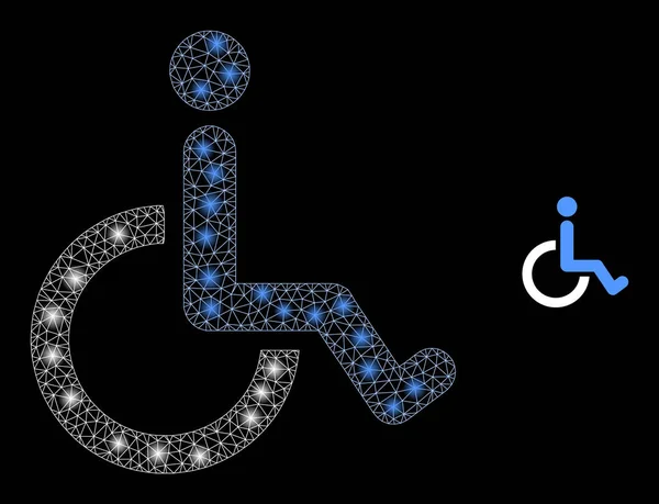 Cadeira de rodas Web de malha de vetor com armação de fio de brilho Flares — Vetor de Stock