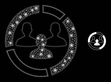 Parlayan Kablo Çerçeve Yıldızlarıyla Vektör Ağ Sosyal Turta Çizelgesi