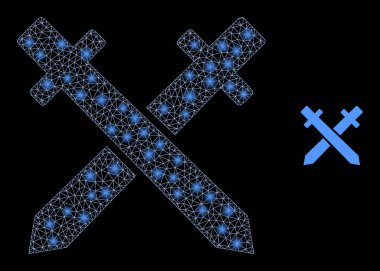 Parlak Kablo Çerçeve Noktalarıyla Vektör Ağ Kılıçları