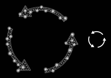 Parlak Kablo Çerçeve Yıldızları ile Vektör Ağ Döndürme CCW