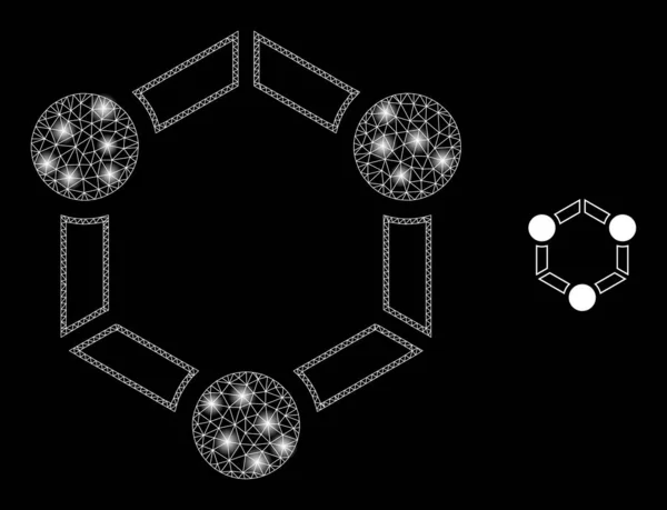 복사기 Mesh Web Cooperation with Shiny Carcass Flashes — 스톡 벡터