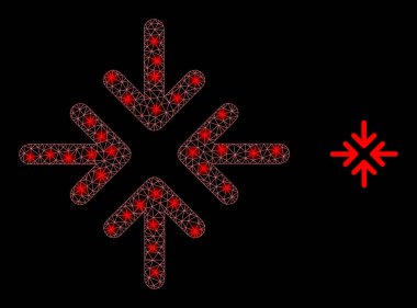 Parlak Ağ Noktalarıyla Vektör Ağı Buluşma Noktası Okları