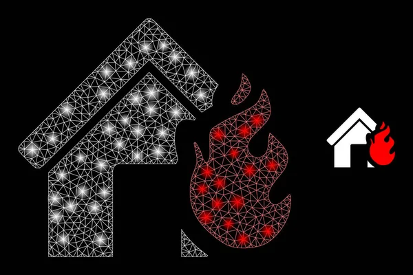 Vektör Ağı Ağ Ev Yangını Resmedilmiş Ceset Yıldızları Felaketi — Stok Vektör