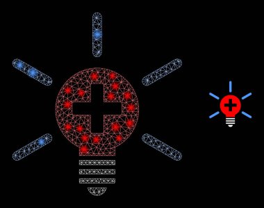 Parlak Kablo Çerçeveli Vektör Ağı Tıbbi Lamba Işığı