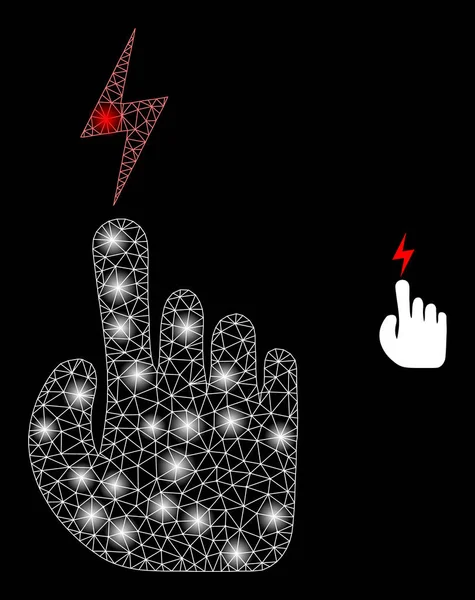 Main électrique de filet de maille vectorielle avec des étoiles majestueuses de carcasse — Image vectorielle