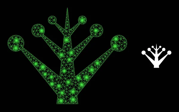 Árbol de jardín neto de malla vectorial con destellos de constelación de brillo — Vector de stock