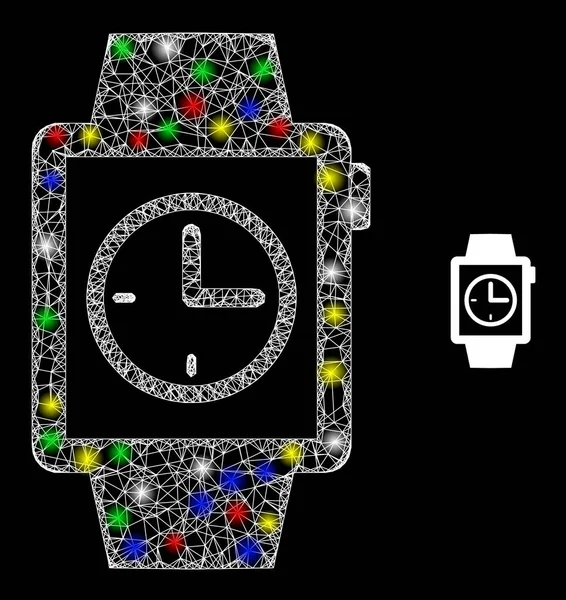 Illuminated Hatched Net Watches Icon — 스톡 벡터