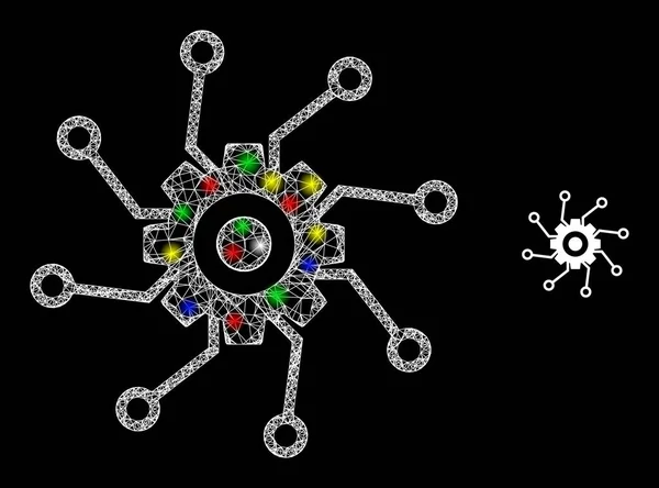 Deslumbramiento Intersecado Net Gear Circuit Links Icono — Vector de stock