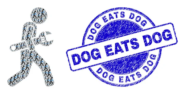 Çizilmiş Köpek Köpek Köpek Damgası Yedi ve Tamirci Özyinelemeli Simgeler Kolajı — Stok Vektör