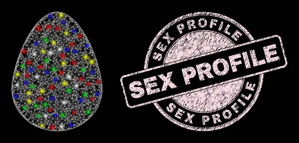 2016 년 12 월 7 일에 확인 함 . Textured Sex Profile Stamp and Magic Net Egg — 스톡 벡터