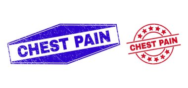 Göğüs Ağrısı Grunge Yuvarlak ve Altıgen Şekillerde Mühürleniyor