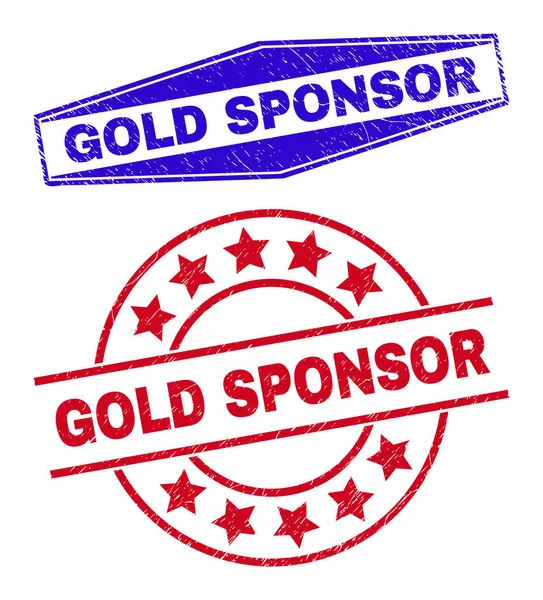 GOLD SPONSOR Vészjelző vízjelek kerek és hatszögletű formákban — Stock Vector