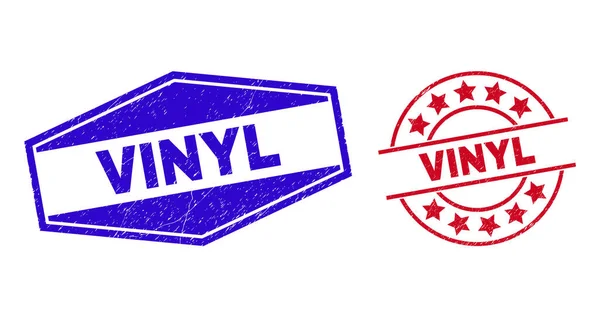 VINYL Korrodierte Briefmarken in runder und sechseckiger Form — Stockvektor