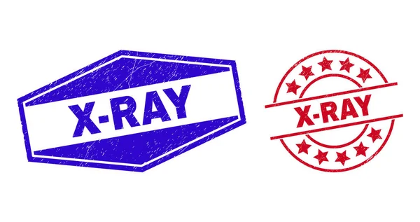 X-RAY Rubber Watermarks in Circle and Hexagon Shapes — 스톡 벡터