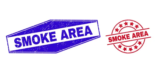 AREA SMOKE Corroded Selos em forma de círculo e hexágono —  Vetores de Stock