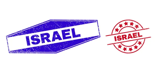 Scellés en caoutchouc ISRAEL en forme de cercle et hexagonal — Image vectorielle