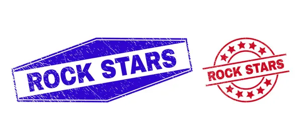 ROCK STARS Korrodált vízjelek kör és hatszög alakú — Stock Vector