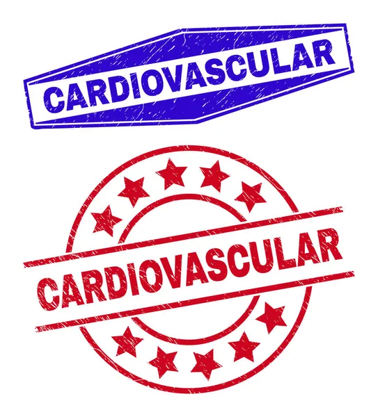 圆形和六角形的CARDIOVASCULAR橡胶徽章 — 图库矢量图片