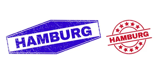 HAMBURG Texturierte Briefmarken in runden und sechseckigen Formen — Stockvektor