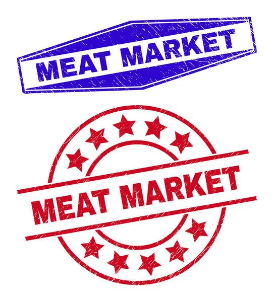 MEAT MARKET Textured Stamp Seals in Circle and Hexagon Forms
