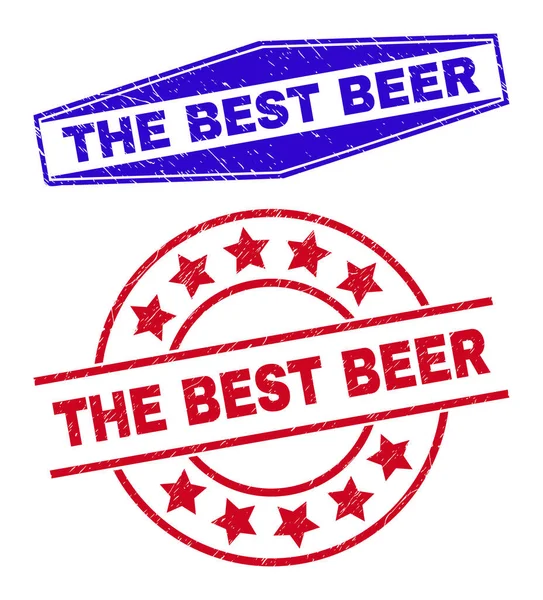 Os melhores crachás de cerveja em forma de círculo e hexágono — Vetor de Stock