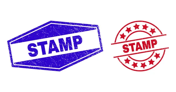 STAMP Unclean Stamp Seals in Round and Hexagon Shapes — 스톡 벡터