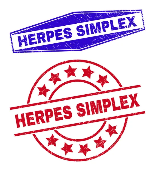 HERPES SIMPLEX Placas texturizadas en formas de círculo y hexágono — Vector de stock