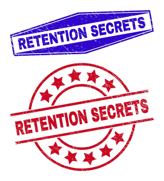 RETENTION SECRETS Corroded Watermarks in Circle and Hexagon Shapes — Stock Vector