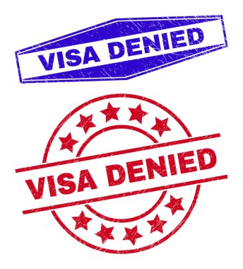 VISA DENIED Kauçuk Damgaları Çember ve Altıgen Şekiller