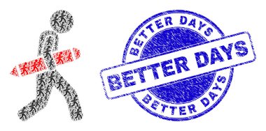 Grunge Daha İyi Günler Mühür ve Kalem Soygunu Kişisel Simgelerin Fraktal Kolajı