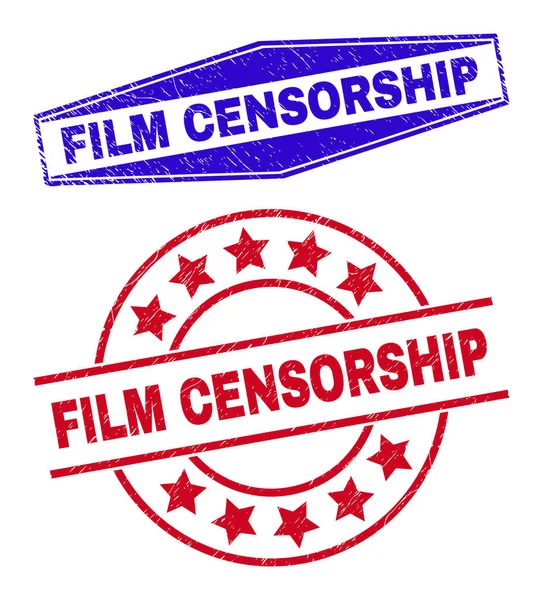 CENSORSHIP DE FILM Filigranes impurs en forme de cercle et d'hexagone — Image vectorielle