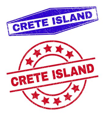 CRETE ADA Grunge Çember ve Altıgen Şekillerde Mühürleri