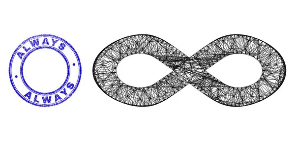 Текстурированный значок Always и сетевая икона Бесконечности — стоковый вектор