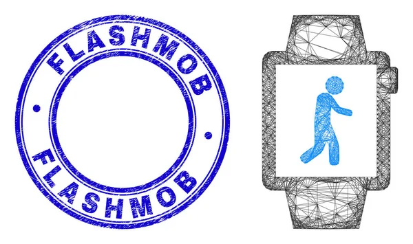 Krabben Flashmob Watermerk en Netwerk Onregelmatige Mesh Walking Tracker Horloges Pictogram — Stockvector