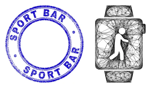 Gumy Sport Bar Seal i wyklute nieregularne siatki zegarki fitness Ikona — Wektor stockowy