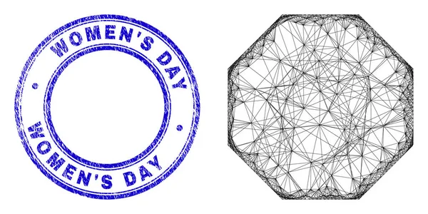 Значок "День резиновых женщин" и икона "Нерегулярная сетка восьмиугольника" — стоковый вектор