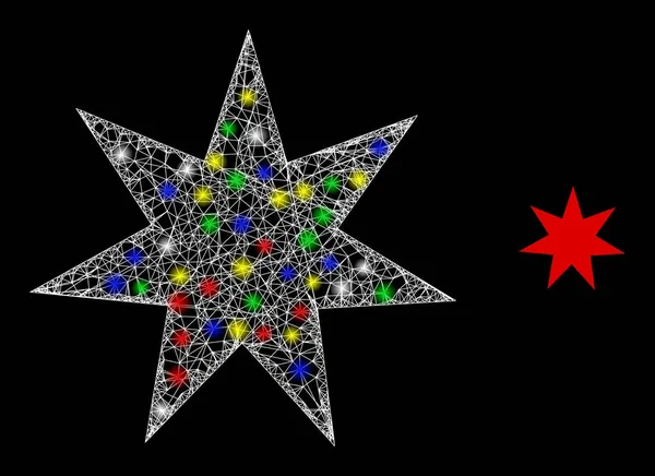 晶莹交错的网状七角星图标 — 图库矢量图片