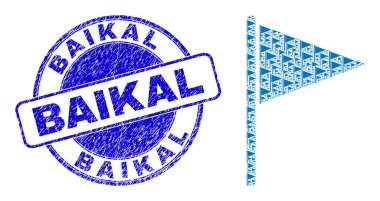 Lastik Baykal Damgası ve Üçgen Bayrak Özyinelemeli Ögeler Kolajı