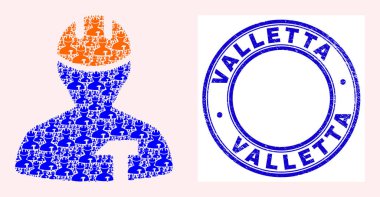 Grunge Valletta Damga ve Tamirci Kişisel Ögelerin Fraktal Kolajı