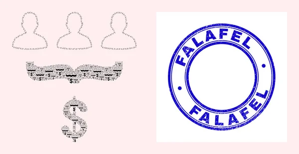 Sello de Falafel de goma y embudo de ventas de clientes Recursión Collage of Self Icons — Archivo Imágenes Vectoriales