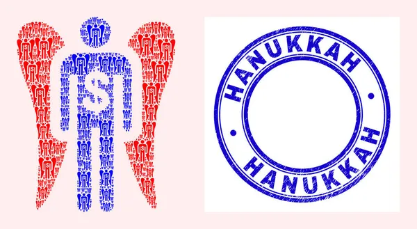 Karmolt Hanukkah Seal és Angel Investor rekurzió összetétele Self Icons — Stock Vector