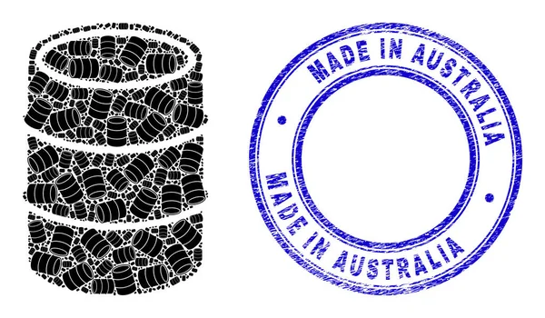Колібрі, виготовлений в Австралії з емблемою та рекурсивною композицією самок — стоковий вектор
