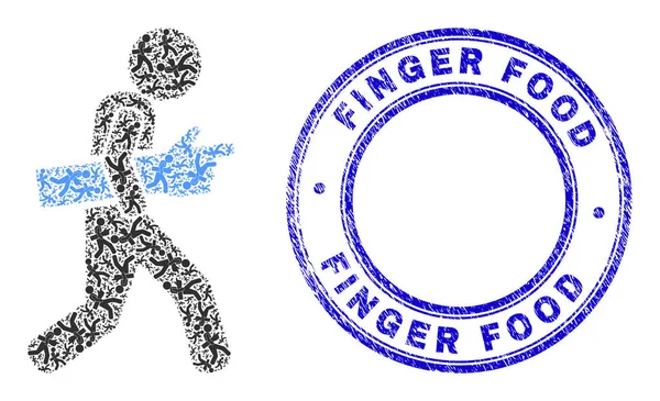 Текстурированный отпечаток пальца пищевой и указательный палец курьера фрактальная мозаика самоикон — стоковый вектор