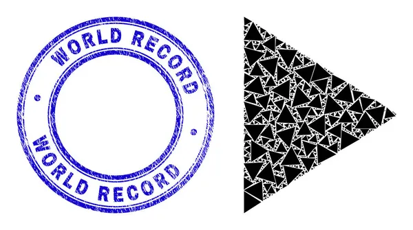 Grand World Record Watermark and Play Button Repursion Composition of Self Items — стоковый вектор