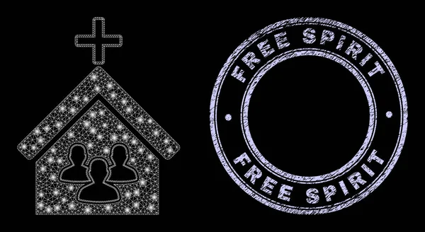 Grunge Free Spirit Seal y Magic Mesh Church Personas con manchas de luz — Archivo Imágenes Vectoriales