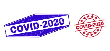 COVID-2020 Çember ve Altıgen Formlar halinde Kirli Damga Mühürleri