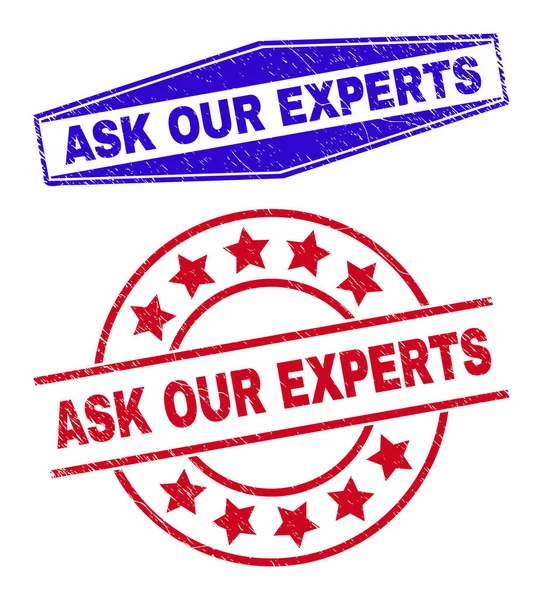 ASK OUR EXPERTS Textured Stamp Seals in Round and Hexagonal Forms — Stock Vector