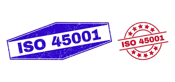 ISO 45001 Διαβρωμένες σφραγίδες σε στρογγυλές και εξαγωνικές μορφές — Διανυσματικό Αρχείο